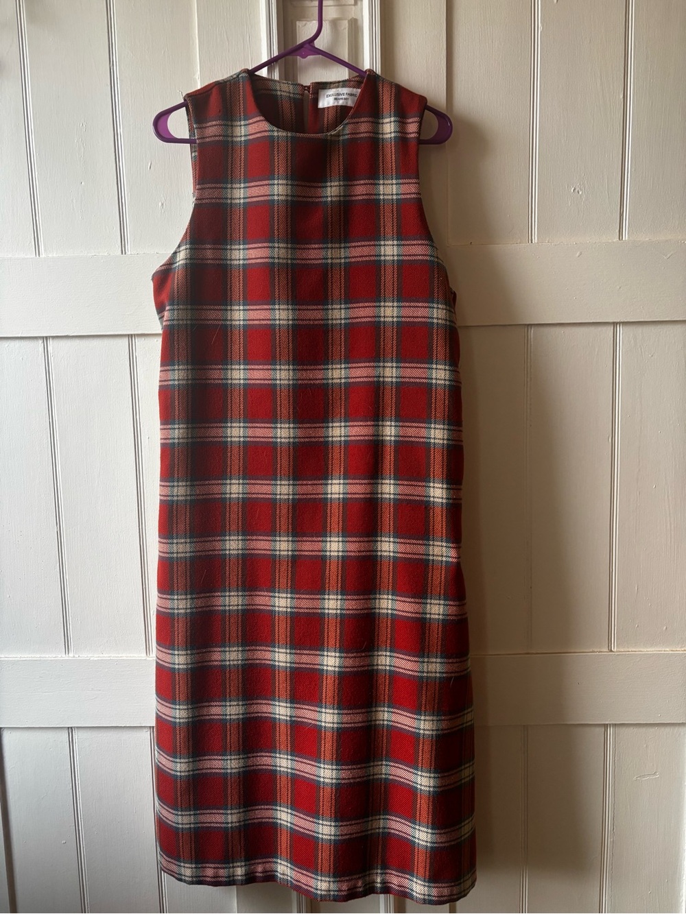 BEAMS BOY Plaid Sleeveless Red Midi Dress exclusive fabric - Picture 5 of 6